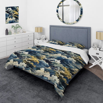 Hokusai  Japanese Waves Pattern - Duvet Cover Set